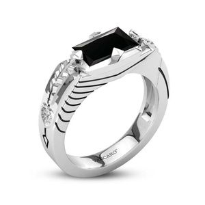 Solid Sterling Silver Black Baguette CZ Ring